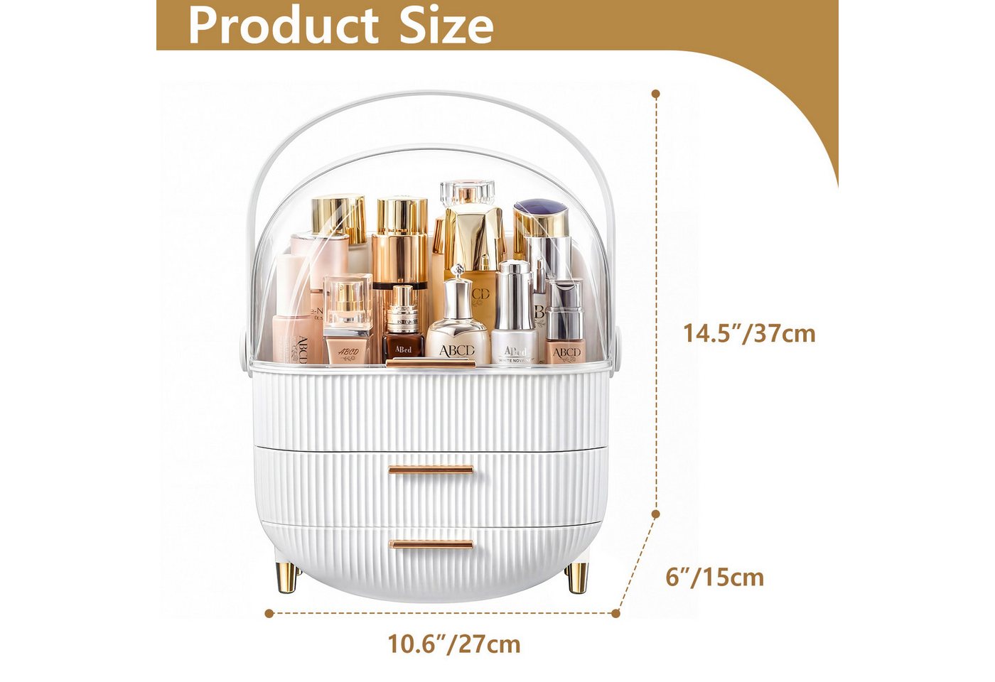POPOLIC Make-Up Organizer Kosmetikbox mit sichtbarer Oberlicht-Schichtschublade – Bild 3 von 5