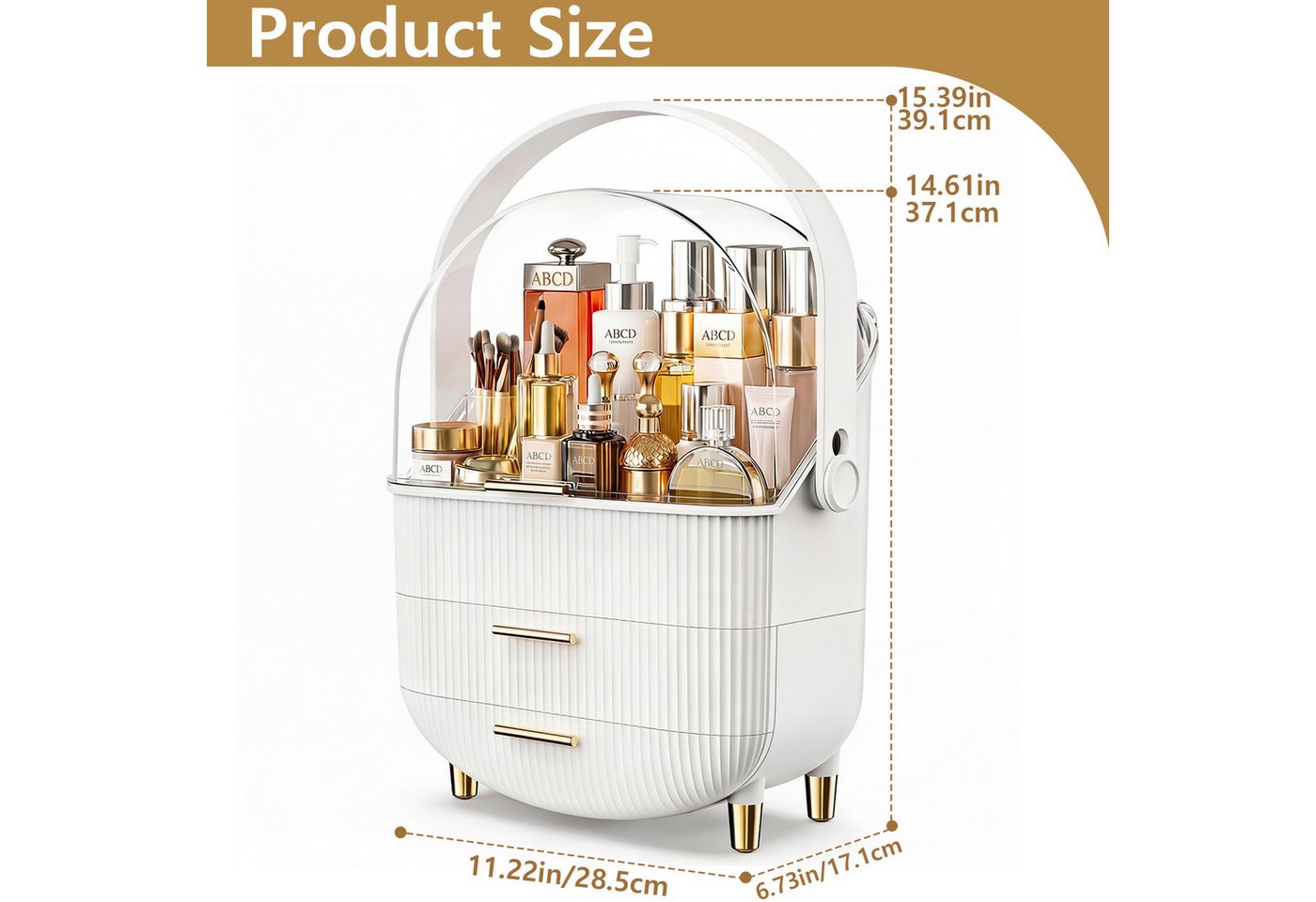POPOLIC Make-Up Organizer Kosmetikbox mit sichtbarer Oberlicht-Schichtschublade – Bild 4 von 5