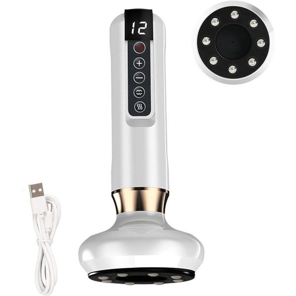 POPOLIC Massagegerät intelligentes elektrisches Schröpfset, Vakuum-Schröpfmassagegerät, beheiztes Gua-Sha-Gerät mit Stahlkugeln, 12-Temperatur-Massagegerät für 