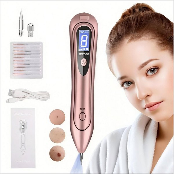 POPOLIC Microderm Tool Beauty-Stift, 9-stufige Hautkorrektur mit LCD-Display & Blaulicht, 1-tlg., für ein ebenmäßiges Hautbild