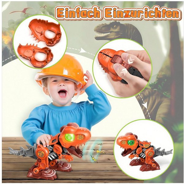 POPOLIC Spielfigur Groß Dinosaurier Spielzeug, Take Apart Dinosaur Toys, (Elektrisch Dinosaurier Montage Spielzeug DIY Dinosaurier Figuren Mit Schraubendreher D