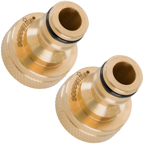 Poppstar Anschlussstück, 2x Wasserhahn-Verbinder für Schlauch (3/4" IG auf Steckkupplung)