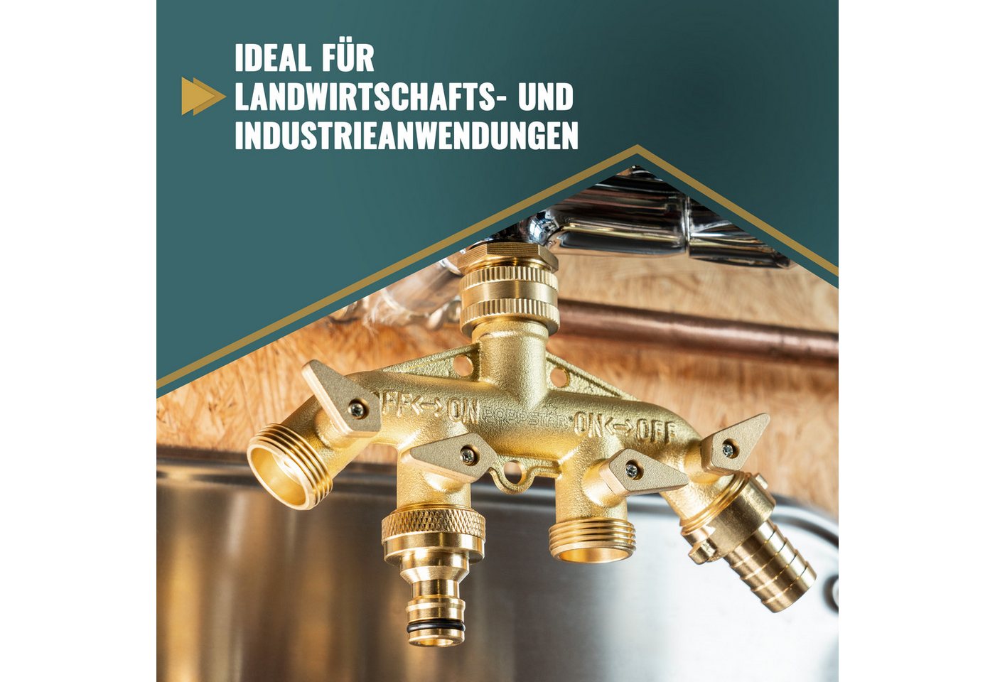 Poppstar Anschlussstück, 2x Wasserhahn-Verbinder für Schlauch (3/4" IG auf Steckkupplung) – Bild 5 von 5