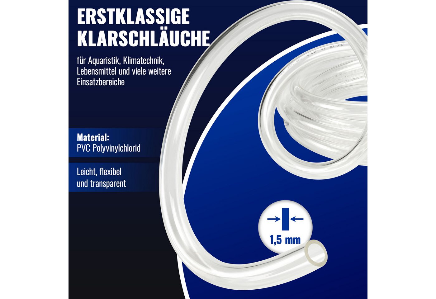 Poppstar Aquariumschlauch, 5m PVC Schlauch Transparent (ID/AD 5/8mm, max. 2 bar) – Bild 3 von 5