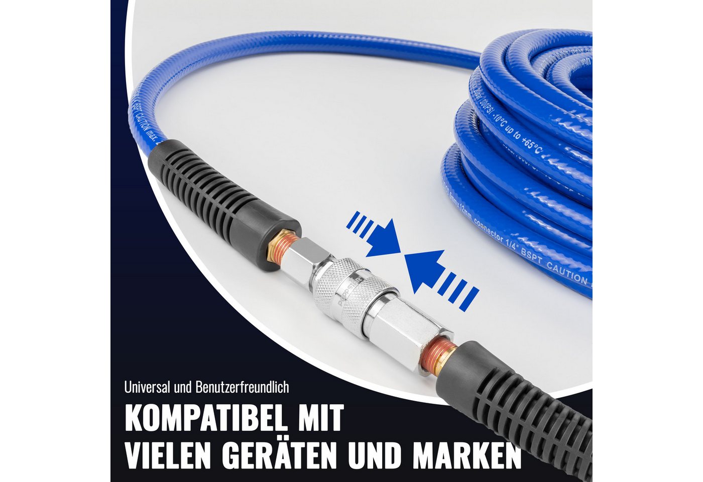 Poppstar Druckluftschlauch, 5m PVC Druckluftschlauch mit Schnellkupplung (ID/AD 6/12mm) – Bild 5 von 5