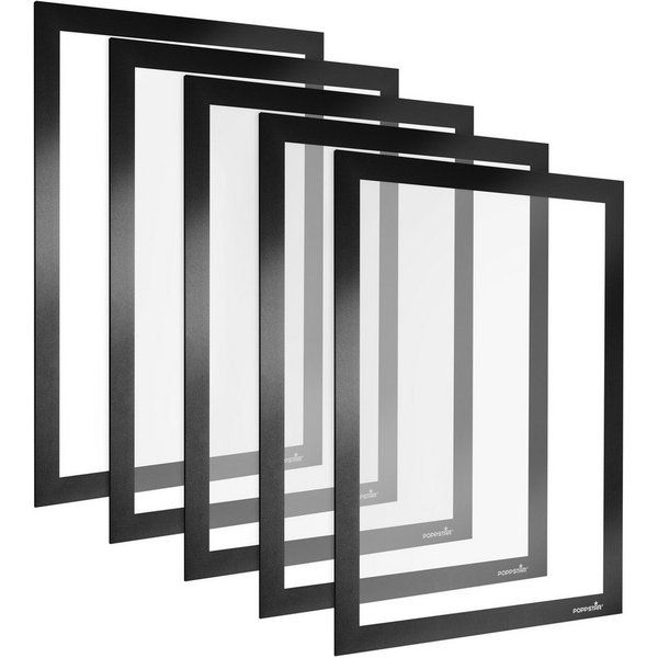 Poppstar Einzelrahmen, Poppstar 5x Magnetischer Info-Rahmen A4, 32,2 x23,6 cm, schwarz