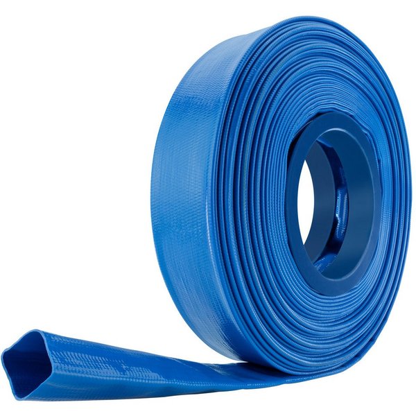 Poppstar Gartenschlauch, PVC Flachschlauch 20m, Ø 38mm (1 1/2 Zoll), 7 bar, blau