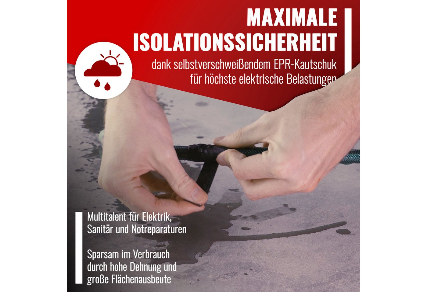 Poppstar Isolierband Selbstverschweißendes Elektro & Universalisolierband (1-St) Mittelspannungsband für Spannungen bis 10.000 Volt – Bild 3 von 5