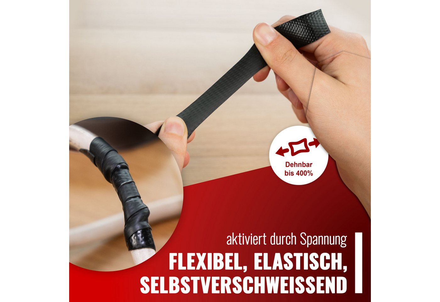Poppstar Isolierband Selbstverschweißendes Elektro & Universalisolierband (1-St) Mittelspannungsband für Spannungen bis 10.000 Volt – Bild 4 von 5