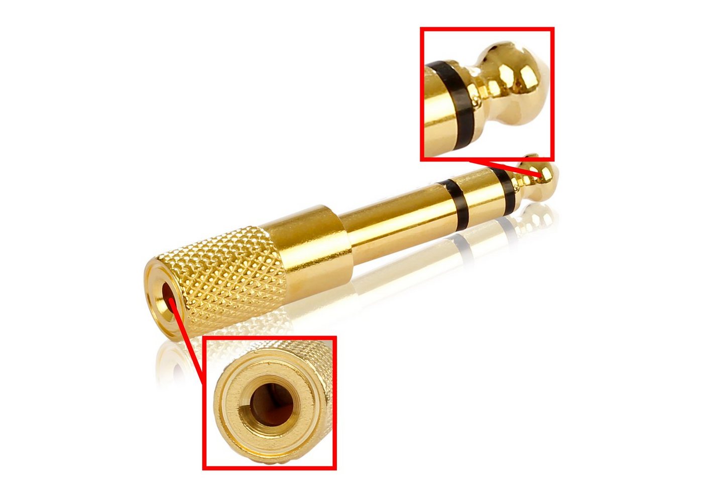 Poppstar Klinkenkupplung Audio-Adapter 6,35-mm-Klinke zu 3,5-mm-Klinke, Audio Adapter Kupplung zum Koppeln von Klinkenkabel / Stereo Aux Kabel – Bild 2 von 3