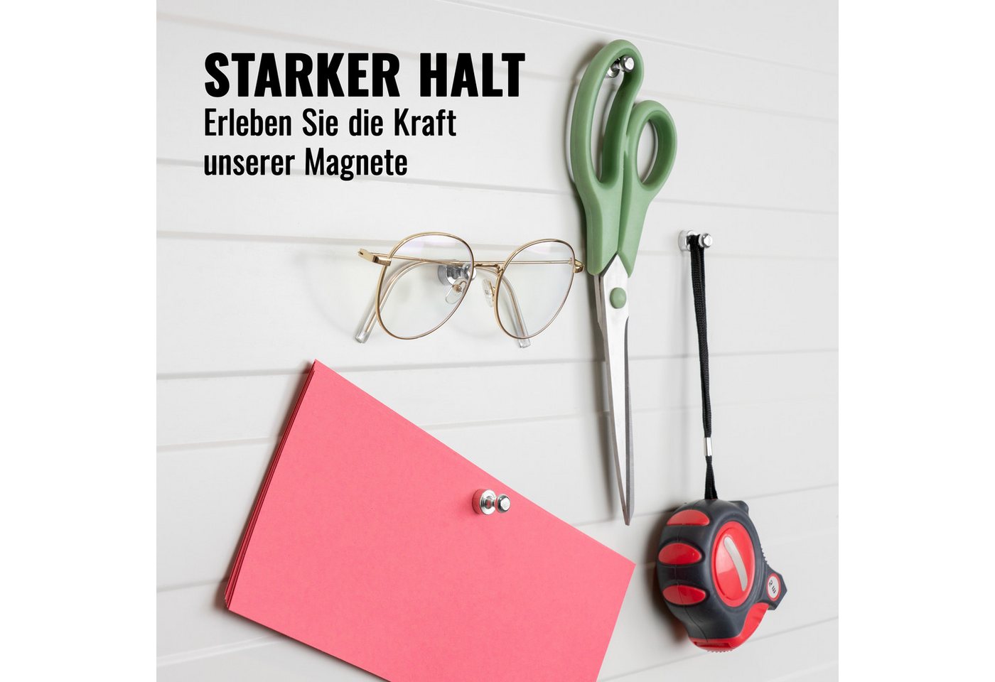 Poppstar Magnethalter (24-St), Poppstar 24x Kegelmagnet (12x16mm, stark, Haftkraft 1 Kg), silbern – Bild 3 von 5