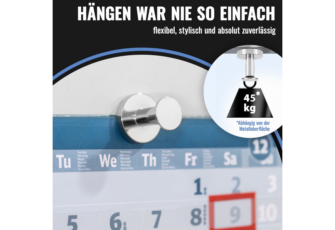 Poppstar Magnethalter (4-St), Haftkraft: 45 kg, Länge: 40mm, Durchmesser Basis: 36mm – Bild 5 von 5