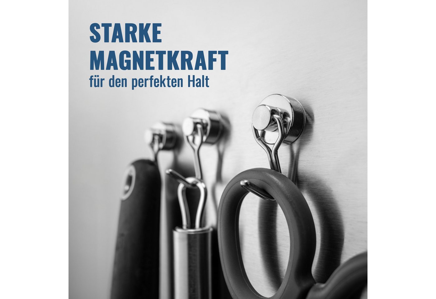 Poppstar Magnethalter (8-St), Magnethaken 8x extra stark drehbar (8 kg Haftkraft) aus Neodym – Bild 4 von 5