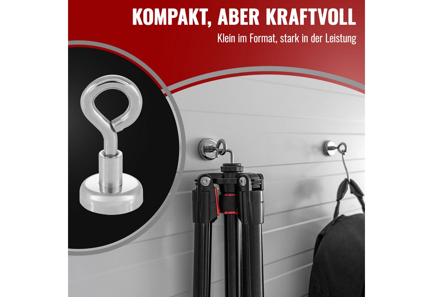 Poppstar Magnethalter Ösenmagnete Neodym, 20 Mini Magnetösen mit mittlerer Haftkraft – Bild 4 von 5