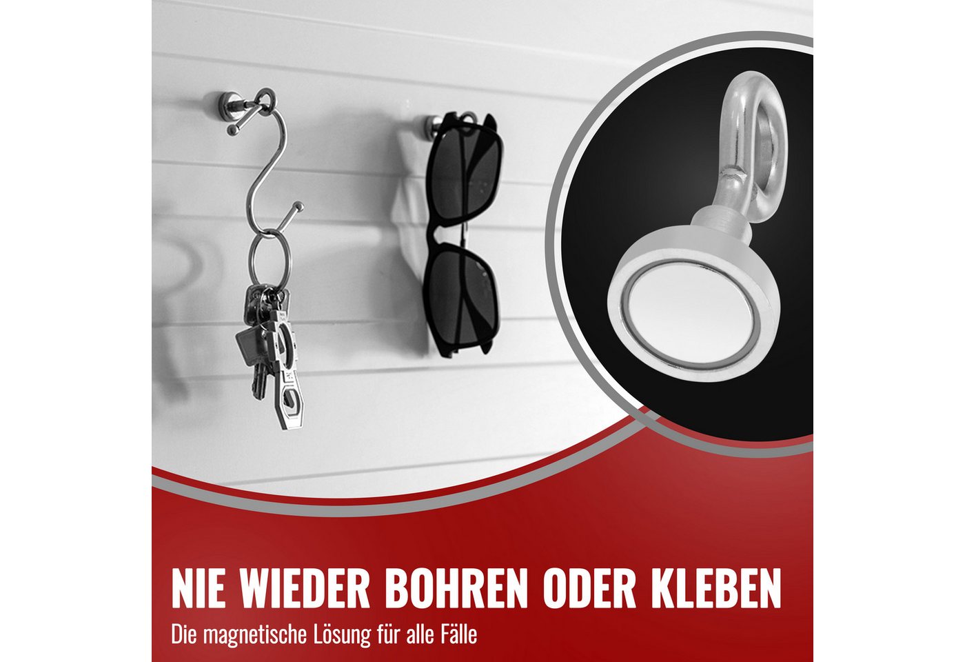 Poppstar Magnethalter Ösenmagnete Neodym, 20 Mini Magnetösen mit mittlerer Haftkraft – Bild 5 von 5