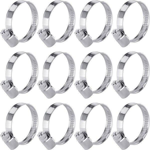 Poppstar Schlauchschelle Edelstahl Schlauchschellen verstellbar (Bandbreite 9 mm), (Spannbereich 25-40 mm, 12-St), Rohrschellen-Set mit hoher Zugkraft