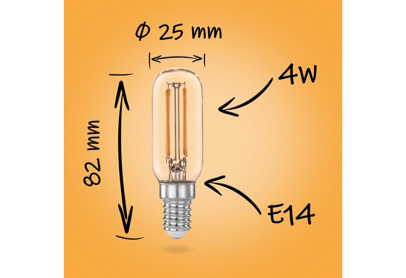 Poppstar Spezialleuchtmittel, E14, 2 St., Warmweiß, Poppstar 2x LED-Lampen für Dunstabzugshauben (E14 4W 2700K warmweiß) – Bild 2 von 5