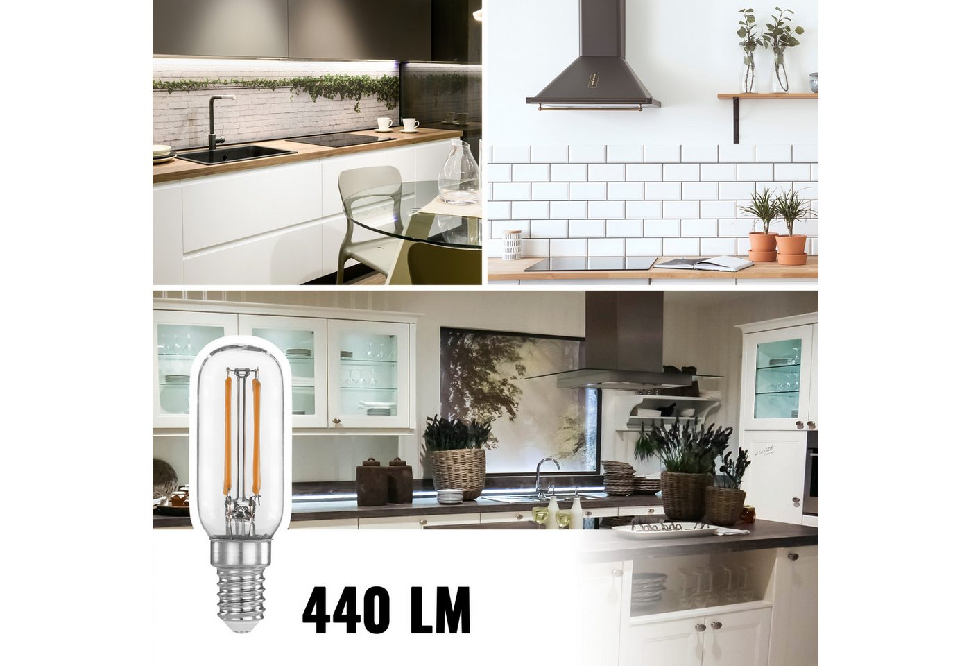 Poppstar Spezialleuchtmittel, E14, 2 St., Warmweiß, Poppstar 2x LED-Lampen für Dunstabzugshauben (E14 4W 2700K warmweiß) – Bild 5 von 5