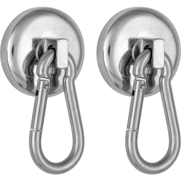 Poppstar Wandhaken Magnet-Karabiner stark, für Wand oder Decke, (2-St), Neodym Haken-Magnete mit drehbarem, abnehmbarem Karabiner