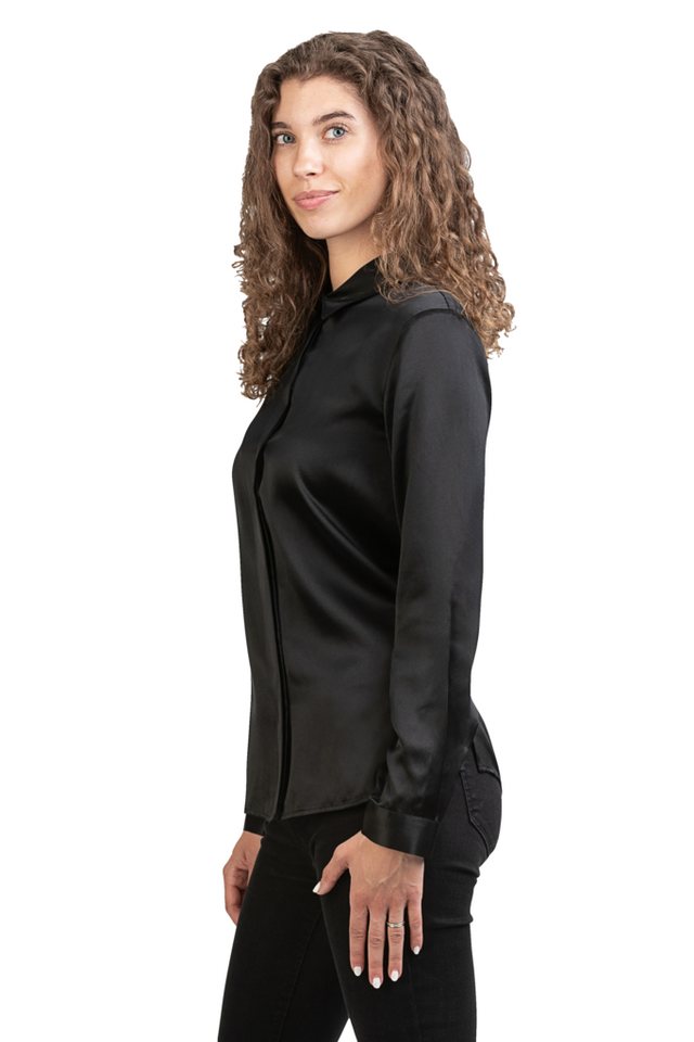 Posh Gear Seidenbluse Camicia da Donna Bluse aus Seide blickdichte Seide – Bild 4 von 5