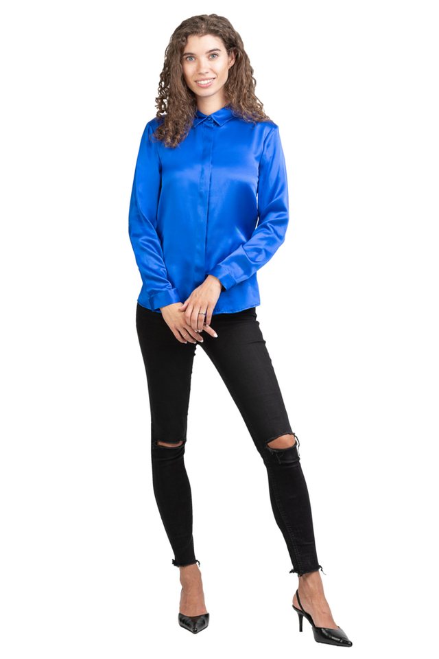 Posh Gear Seidenbluse Camicia da Donna Bluse aus Seide blickdichte Seide – Bild 2 von 5