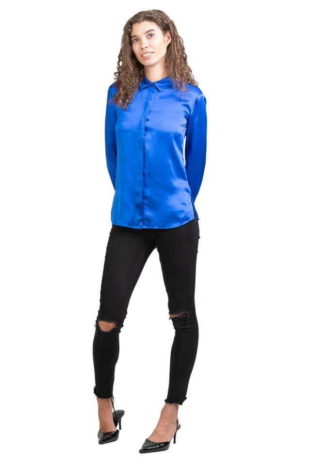 Posh Gear Seidenbluse Camicia da Donna Bluse aus Seide blickdichte Seide – Bild 3 von 5