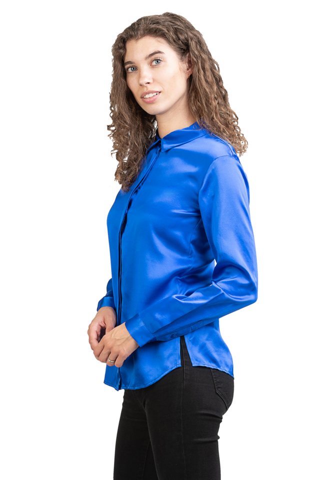 Posh Gear Seidenbluse Camicia da Donna Bluse aus Seide blickdichte Seide – Bild 4 von 5