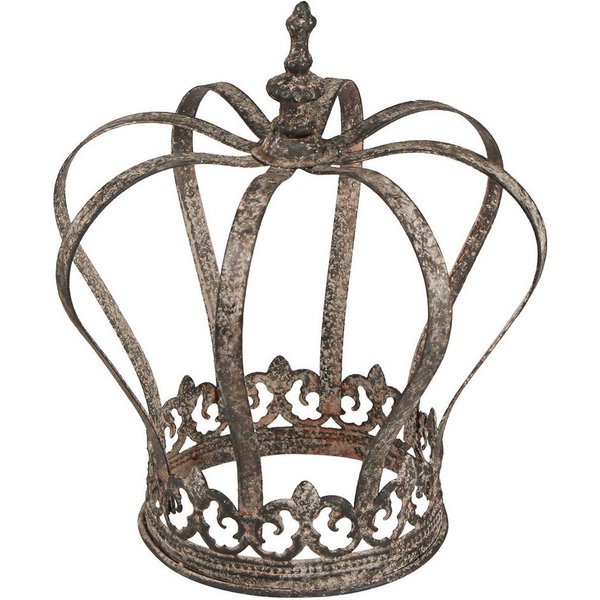Posiwio Gartenfigur Deko Krone Antik Optik Rost-Design Metall Ø19,5cm H22cm, 2 Stück
