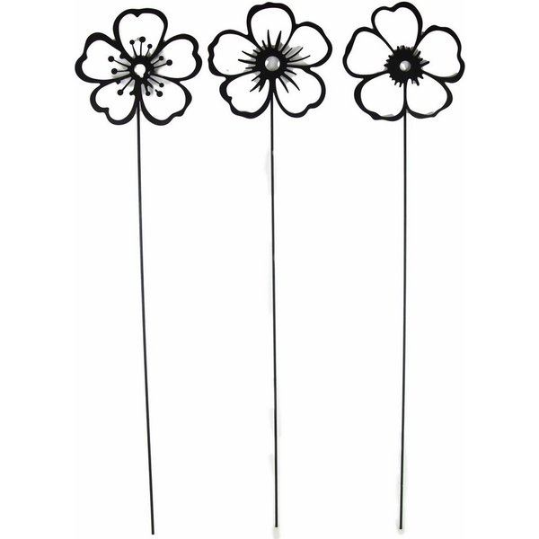 Posiwio Gartenstecker 3er Set Gartenstecker Blumen (3-St)