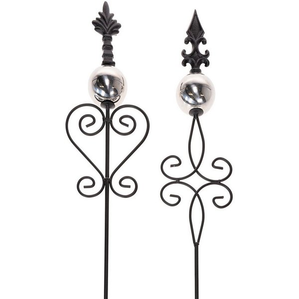 Posiwio Gartenstecker Elegante Gartenstecker aus Metall mit verschnörkeltem, 2 Stück