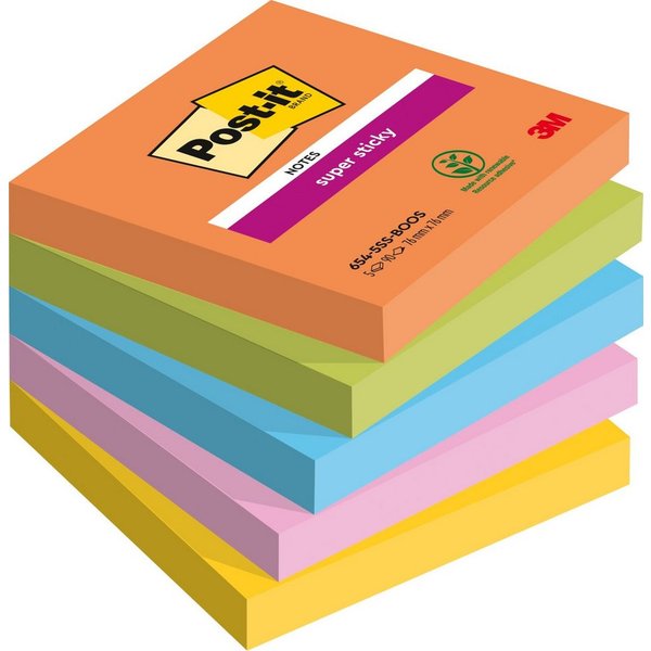 Post-it Notes Haftnotizblock Haftnotiz Super Sticky Notes Boost Collection 76x76mm 90 Blatt sortier