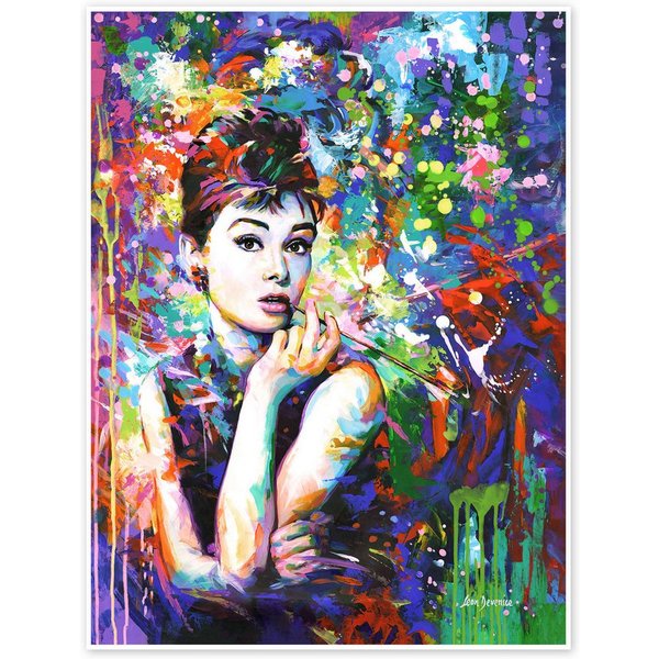 Posterlounge Wandbild Audrey Hepburn, modernes Porträt, Leon Devenice, erhältlich als Poster, Leinwandbild, Wandsticker oder Acrylglasbild
