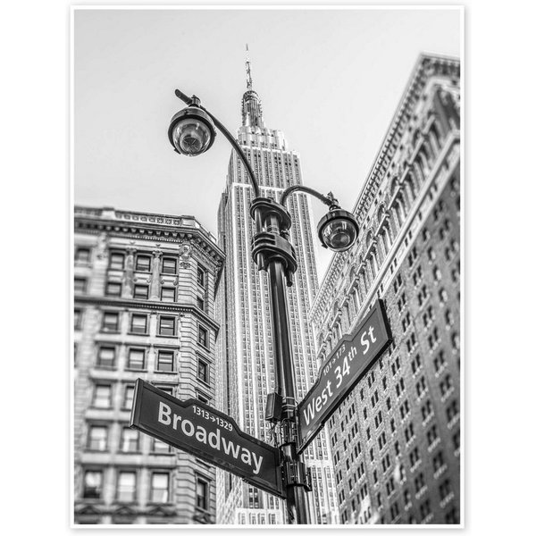 Posterlounge Wandbild Broadway-Schild in New York, s/w, Assaf Frank, erhältlich als Poster, Leinwandbild, Wandsticker oder Acrylglasbild