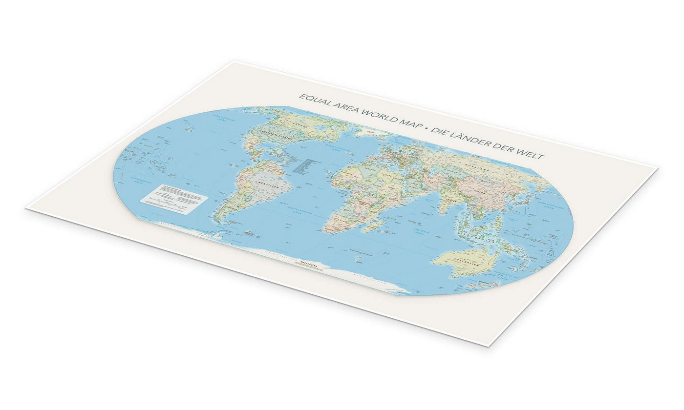 Posterlounge Wandbild Equal Area World Map, Länder der Welt, Equal Earth Projection, erhältlich als Poster, Leinwandbild, Wandsticker oder Acrylglasbild – Bild 2 von 5