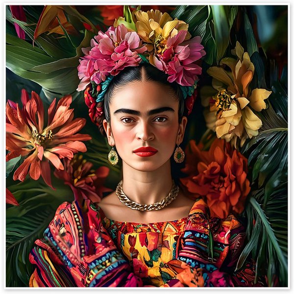 Posterlounge Wandbild Frida Kahlo Floral, Mark Ashkenazi, erhältlich als Poster, Leinwandbild, Wandsticker oder Acrylglasbild
