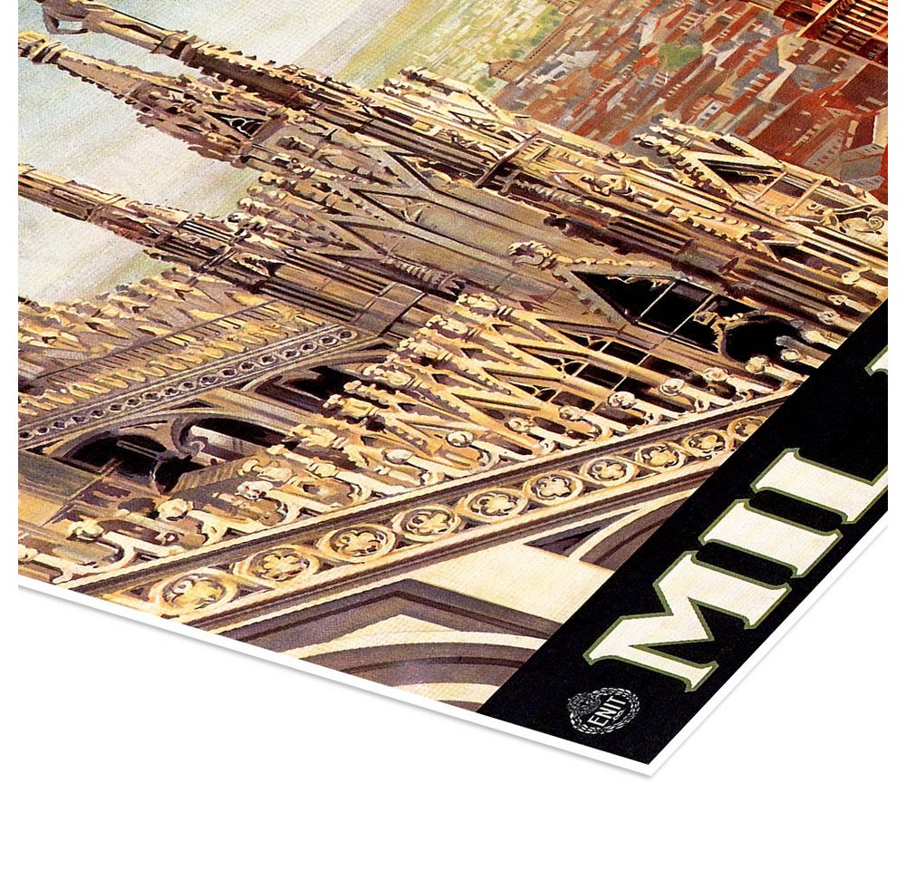 Posterlounge Wandbild Italien - Mailand, Vintage Travel Collection, erhältlich als Poster, Leinwandbild, Wandsticker oder Acrylglasbild – Bild 3 von 5