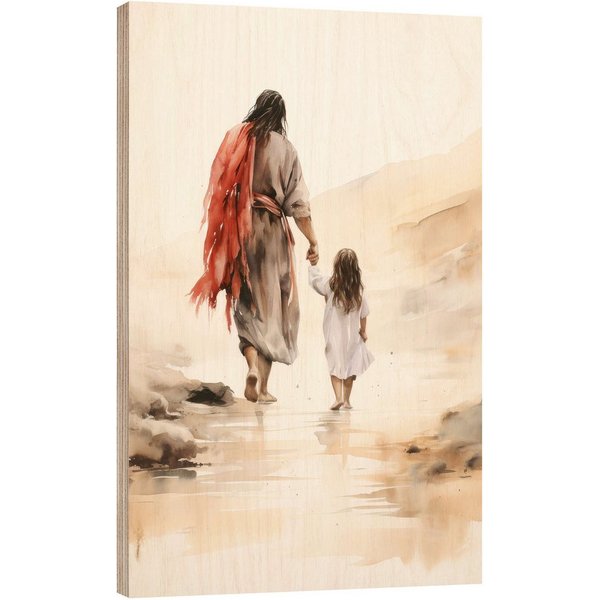 Posterlounge Wandbild Kleines Mädchen geht mit Jesus spazieren, DejaReve, erhältlich als Poster, Leinwandbild, Wandsticker oder Acrylglasbild