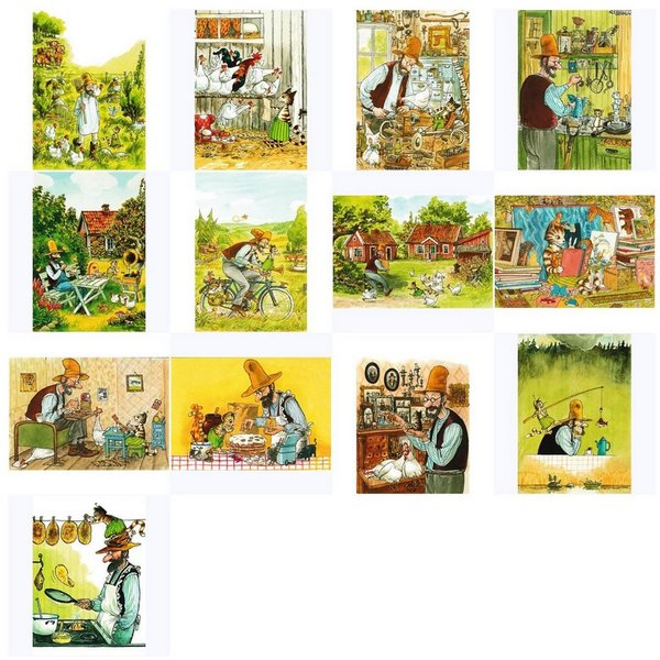 postkarten-universum.de Postkarte Postkarten-Set "Pettersson und Findus"