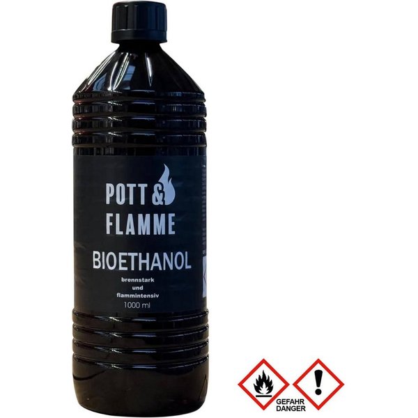 Pott & Flamme Bioethanol, Pott & Flamme Bioethanol 1 L Tischfeuer Wandkamin Garten Deko Terrasse
