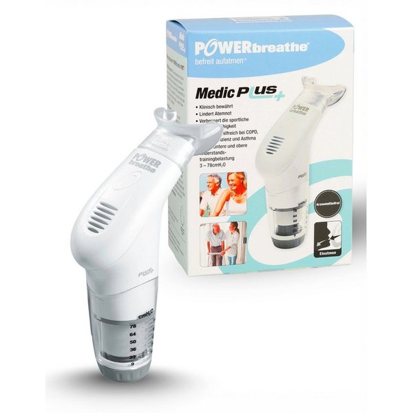Powerbreathe Atemtrainer Medic Plus, Lungentrainer, bei COPD und Asthma geeignet, medikamentenfrei