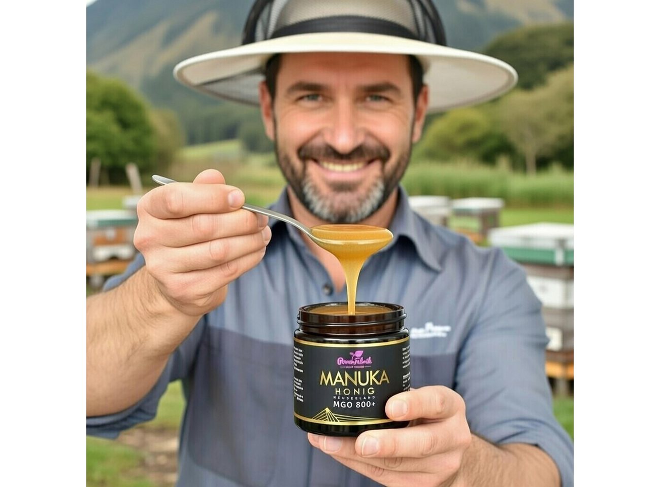 PowerFabrik Honig Manuka Honig MGO 800+, 500g, Original aus Neuseeland, im Glas, HALAL, 1 x – Bild 3 von 5