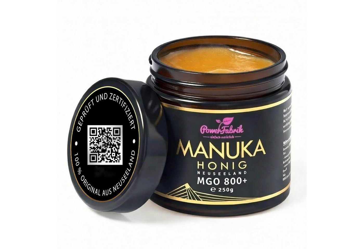 PowerFabrik Honig Manuka Honig MGO 800+, 250g, Original aus Neuseeland, im Glas, HALAL, 1 x – Bild 2 von 5