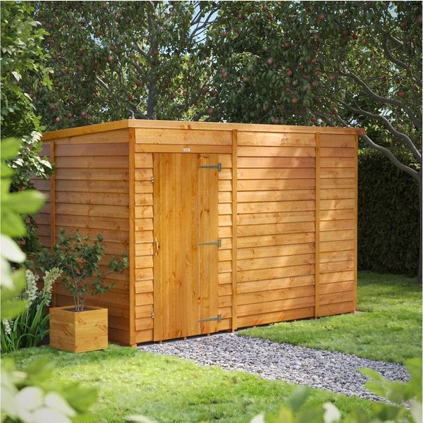 Powersheds Gartenhaus mit Pultdach und Stülpschalung, Vollholz ohne Fenster, BxT: 300x180 cm, (Polyester-verstärkte DachpaPOPe, gehärtetes Glas, hochwertiges Ho