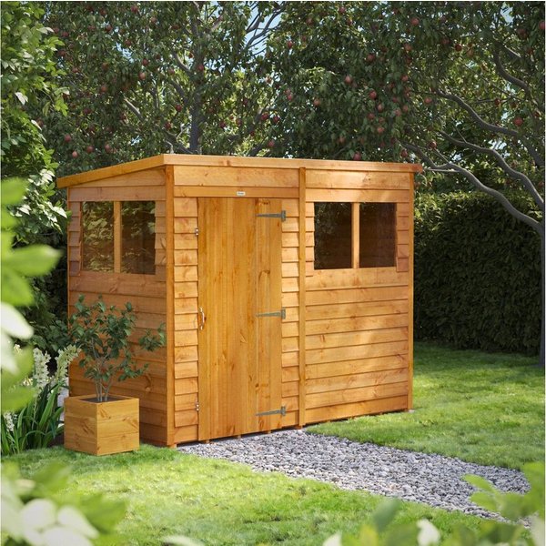 Powersheds Gartenhaus Gartenhaus mit Pultdach und Stülpschalung, Vollholz, BxT: 240x120 cm, (Polyester-verstärkte DachpaPOPe, gehärtetes Glas, hochwertiges Holz