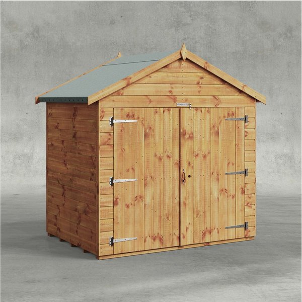 Powersheds Gerätehaus Fahrradschuppen mit Satteldach aus Nut- und Feder Vollholz, BxT: 120x180 cm, (Polyester-verstärkte Dachpappe, gehärtetes Glas, hochwertige