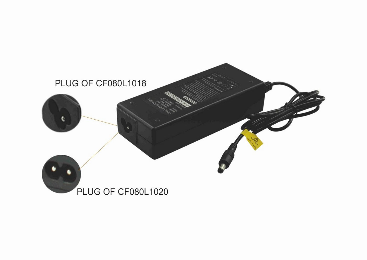 PowerSmart CF080L1020E.001 Batterie-Ladegerät (36V 2A AC Adapter für Elektrofahrrad, 100V-240V (Eingang), 42 V (Ausgang), 2,0 A (Ausgangsstrom), 1PIN) – Bild 4 von 4