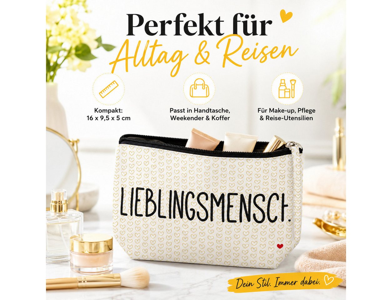 PPD Kosmetiktasche Kosmetiktasche 16 x 9,5 x 5 cm - Lieblingsmensch (1-tlg) – Bild 2 von 5