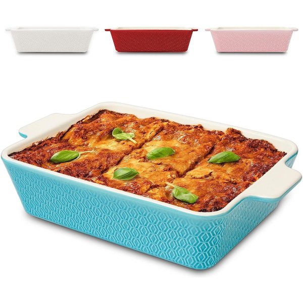 Praknu Auflaufform Auflaufform Blau 28cm Keramik – Backofen 280°C & Mikrowelle, Porzellan - Keramik, (1-St), Für 4 Personen Lasagne, Tiramisu & Auflauf - Hoher 