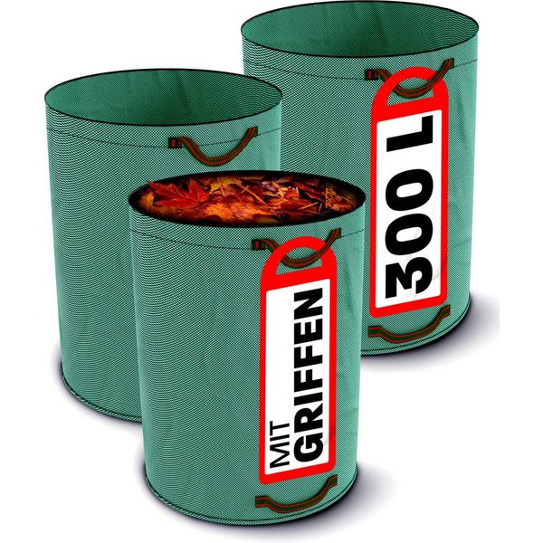 Praknu Gartenbox 3x Gartenabfallsack 300 Liter - Laubsack Mit 4 Reißfesten Griffen (3er Set, 3 St., 3x Gartenabfallsack 300L, 4 Griffe, PP 150g/m), Wasserdicht,