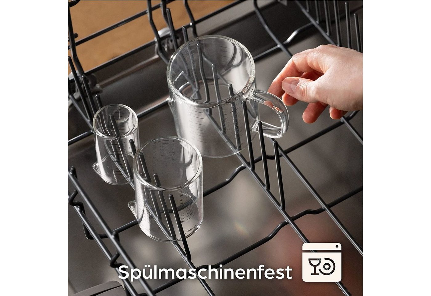 Praknu Messbecher Glas Messbecher mit Ausguss - 50ml, 125ml, 250ml - Präzise Skala – Bild 5 von 5